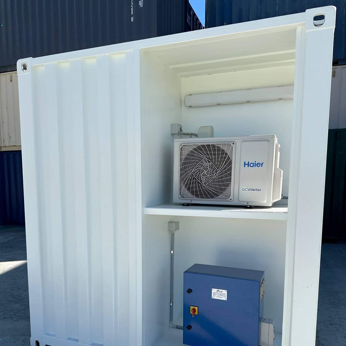 White Modified 10ft Shipping Container with AC - Image 2