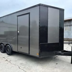 8.5×16 Titanium Cargo Charcoal Blackout Enclosed Cargo Trailer for Sale