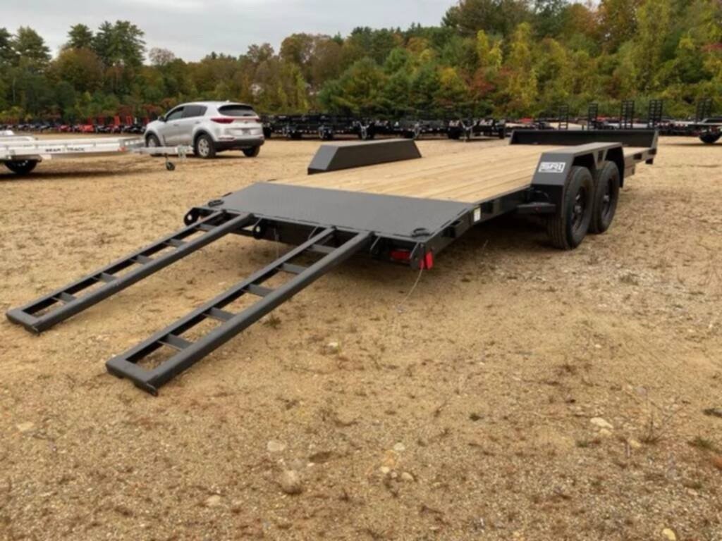 7X18 2 Powder Coated 7K Car Hauler W/Slide-In Ramp For Sale
