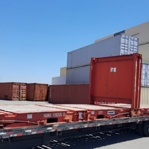 20ft x 8ft Used Flat Rack Shipping Container - CSC Plated Heavy-Duty Steel Container