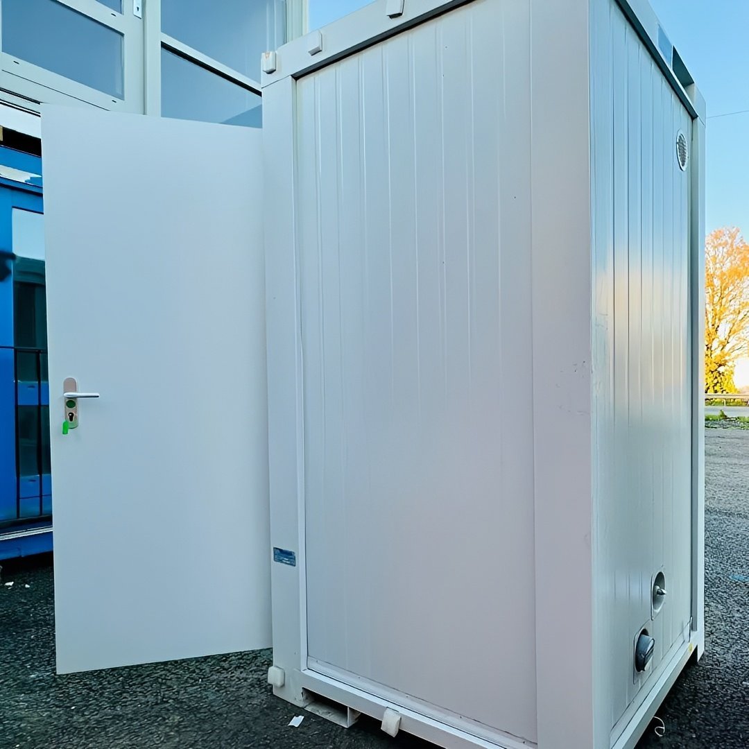 5ft x 5ft Single Portable Toilet Block - Insulated Steel WC Unit with Wash Basin - Image 2