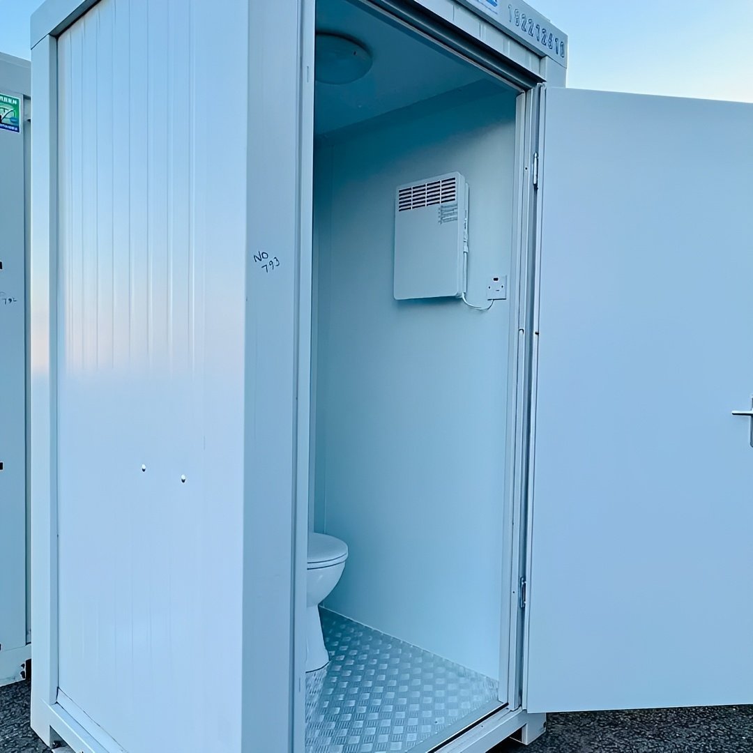 5ft x 5ft Single Portable Toilet Block - Insulated Steel WC Unit with Wash Basin - Image 5
