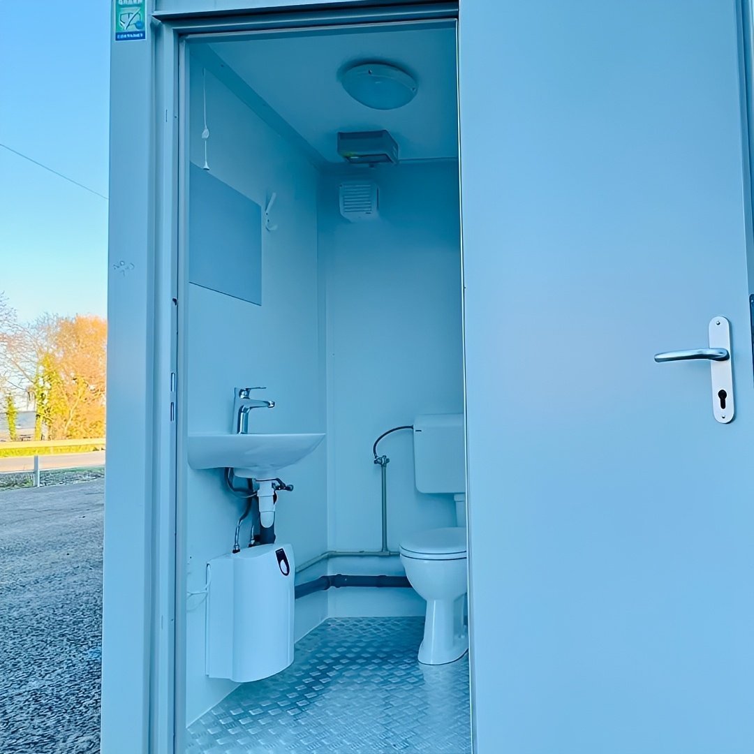 5ft x 5ft Single Portable Toilet Block - Insulated Steel WC Unit with Wash Basin