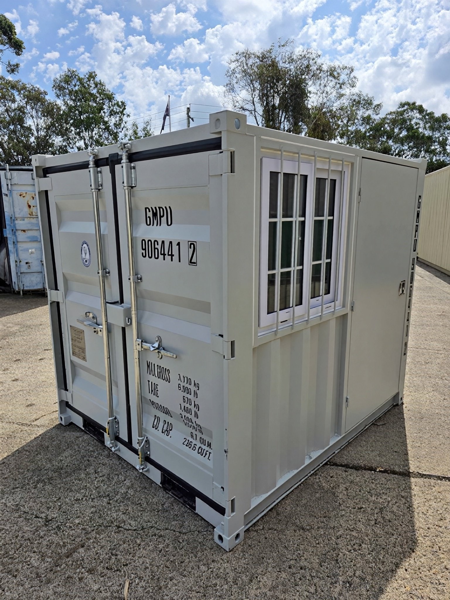 7ft Mini Shipping Container with Side Door, Rear Door & Window | Lockable Steel Storage Container